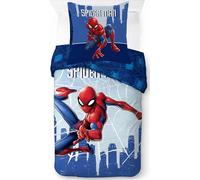 Parure de Lit Spiderman Marvel pour Enfant, Housse de Couette Réversible 140x200 cm, Taie d'oreiller 65x65 cm, 100% Coton (Parure de lit Spiderman)