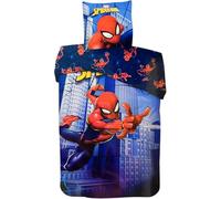 Parure de Lit Spiderman pour Enfant, Housse de Couette Réversible 140x200 cm, Taie d'oreiller 65x65 cm, 100% Coton (Parure de lit Spider-Man)