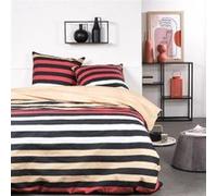 Today Parure de lit Sunshine 240x220 cm 2 personnes coton imprimé rayé Noir