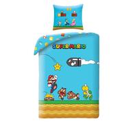 Parure de Lit Super Mario Housse de Couette Réversible 140x200 cm avec Taie d'oreiller - 100% Polyester Ultra Doux - Certification Oeko-Tex Standard 100