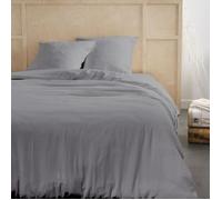 Parure de lit - TODAY - 123326 - 2 personnes - 260x240cm - Gaze de coton unie - Acier