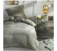 Today Parure de Lit 1 Personne 140x200 cm - Réf. 123327 - Housse de Couette 220x240 cm et 2 Taies - Gaze et Coton Uni - Sauge