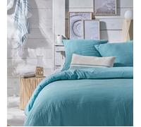 Today Parure de lit 2 Personnes 240x220cm Gaze de Coton Unie Lagon