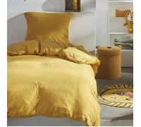 Today Parure de lit 1 Personne 140x240 cm Gaze de Coton Unie Ocre, Jaune