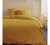 Parure de lit Today 2 personnes, 240x220cm, Gaze de coton et coton, Ocre