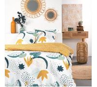 TODAY Parure De Lit Double Imprimé Feuilles Et Pois Sunshine - Multicolore - 220 X 240 Cm