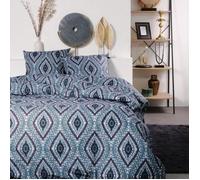 Today Parure de lit Sunshine - Double réversible coton imprimé - Bleu 240 x 260 cm