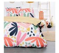 Today Parure de lit Sunshine 240x220 cm - Housse de couette et 2 taies 63x63 cm - Coton imprimé graphique jaune - Pour lit 2 personnes