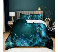 Parure de Lit Tourbillon Papillon avec 2 Taies d'oreiller, Housse de Couette en Microfibre Douce Bleu pour Adultes et Enfants 180x200 cm Parure de Lit 2 Personnes Décoration de Chambre
