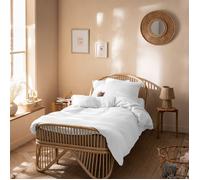 Parure de lit unie 1 personne 100% Coton - MATT & ROSE - GAZE DE COTON - Blanc - 140x200 + 63x63 cm