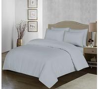 Parure de lit unie 100 % coton égyptien 200 fils/cm² - Housse de couette avec taies d'oreiller - Infroissable - Entretien facile - Pour lit simple, super king size - Argenté