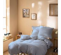 Parure De Lit Unie En Coton, Gaze De Coton Bleu Horizon 140X200 63X63