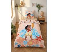 Parure de Lit Vaiana Disney - Housse de Couette Réversible 140x200 cm et Taie d'oreiller 65x65 cm - 100% Coton Premium - Certifiée Oeko-Tex Standard 100 - Fermeture à Boutons