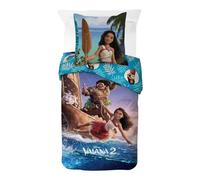 Parure de Lit Vaiana pour Enfant, Housse de Couette Disney Réversible 140x200 cm, Taie d'oreiller 65x65 cm, 100% Coton (Parure de lit Vaina)