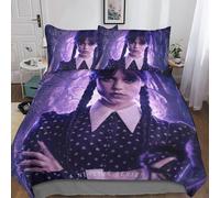 Parure De Lit Wednesday Addams Pour Enfant - Avec Housse De Couette Et Taies D'oreiller - Motif Wednesday Addams En Microfibre Avec Fermeture ¿¿Clair D