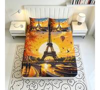 Parure drap housse Paris 3D microfibre poche profonde | 160x200x25cmtoucher doux microfibre confort respirant entretien facile hypoallergénique