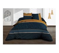 Parure Drap plat + drap-housse 140x190 + 2 T - Pur coton 57 fils - Alix