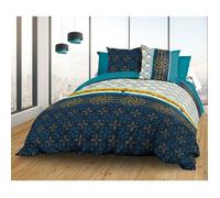 Parure Drap plat + drap-housse 140x190 + 2 T - Pur coton 57 fils - Biarritz