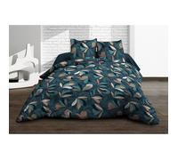 Parure Drap plat + drap-housse 140x190 + 2 T - Pur coton 57 fils - Lena