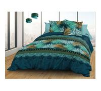 Parure Drap plat + drap-housse 140x190 + 2 T - Pur coton 57 fils - Paraiso