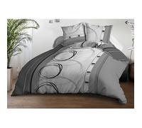 Parure Drap plat + drap-housse 140x190 + 2 Taies - Microfibre - Roue-libre gris
