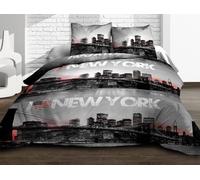 Parure Drap plat + drap-housse 140x190 + 2 taies - Pur coton 57 fils - NEW YORK