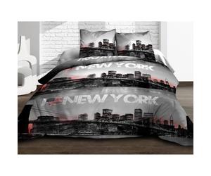 Parure Drap plat + drap-housse 160x200 + 2 T - Pur coton 57 fils - New York