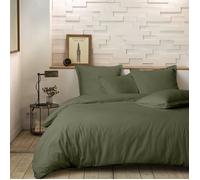 Parure Housse De Couette 2 Pers 240x220 Percale De Coton - Percale Kaki