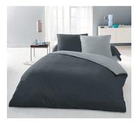 Parure housse de couette 2 personnes - 220x240 cm - 100% Coton - Bicolore Gris clair et foncé Gris G