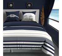Parure Housse De Couette 240x220 Cm En Coton 57 Fils Marin Bleu, Par Soleil D'ocre