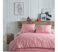 Parure Housse de couette 3 pcs 240x220 cm 100% coton 57 fils imprimé.""Vichy rose""