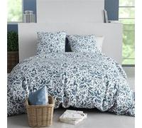 AltoBuy Parure Housse de Couette 260x240cm + 2 taies Motif bucolique Bleu 100% Coton - Bulma