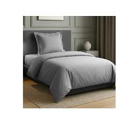 Parure housse de couette ALTOBUY VITALIA gris silver 100% coton 140x200cm (1 taie)