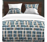Soleil d'ocre Parure Housse de Couette en Coton 57 Fils 260x240 cm Fabio Bleu