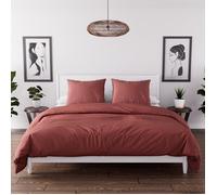 Parure housse de couette en microfibre lavée 260x240 cm BOHEME brique, par Soleil d'Ocre