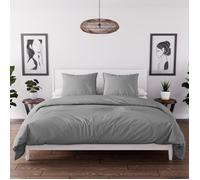 Parure housse de couette en microfibre lavée 260x240 cm BOHEME gris, par Soleil d'Ocre