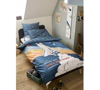 Parure housse de couette enfant et taie d'oreiller avec coton recyclé SPACE ADVENTURE multicolore 140X150 63X63