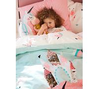 Parure housse de couette enfant et taie d'oreiller LICORNES MAGIQUES bleu clair 140X200 50X75