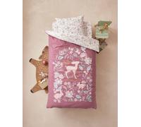 Parure housse de couette enfant et taie d'oreiller VICTORIA prune 140X200 50X75