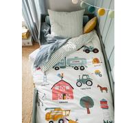 Parure housse de couette et taie d'oreiller avec coton recyclé MOISSON blanc imprimé 140X150 63X63