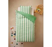 Parure housse de couette et taie d'oreiller avec coton recyclé TRANSAT rayé vert 200X200 63X63