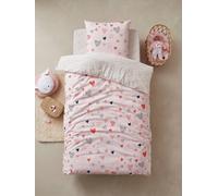 Parure housse de couette et taie d'oreiller enfant COEURS EN FETE rose / multicolore 140X200 50X75