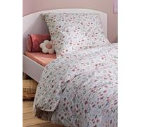 Parure housse de couette et taie d'oreiller RAINBOW FLOWERS blanc imprimé 140X150 63X63