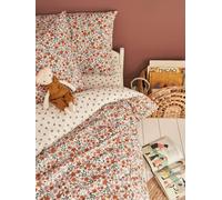 VERTBAUDET Parure Housse de Couette et taie d'oreiller réversible Retro Flowers, avec Coton recyclé Multicolore 140X200 63X63