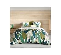 Parure housse de couette MELCHIOR - Motif feuilles palmiers - 100% coton - 240x220cm + 2 taies