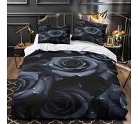 Parure Housse de Couette Rose Noire 3D Moderne Jeunes | Double（200x200cm）microfibre toucher doux fermeture éclair entretien facile chambre ado cadeau