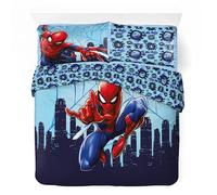 Parure Housse de Couette Spiderman en Coton 2 Personnes, Parure de lit Réversible 240x220 cm, 2 Taies d'oreiller 65x65 cm, 100% Coton (Parure Spiderman)