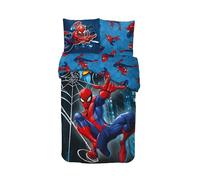 Parure Housse de Couette Spiderman en Coton, Parure de lit Réversible 140x200 cm, Taie d'oreiller 63x63 cm, 100% Coton (Parure Spiderman)
