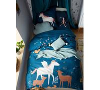 Parure housse de couette + taie d'oreiller enfant FORET ENCHANTEE bleu 140X150 63X63