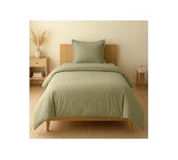 Parure housse de couette VITALIA 140x200cm 1 taie 100% coton Verveine